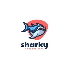Vector Logo Illustration Shark Simple Mascot Style.