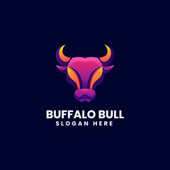 Vector Logo Illustration Buffalo Bull Gradient Colorful Style.