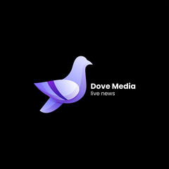 Vector Logo Illustration Dove Gradient Colorful Style.