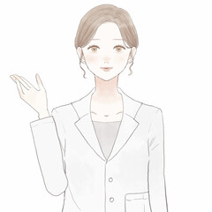 案内している女性医師