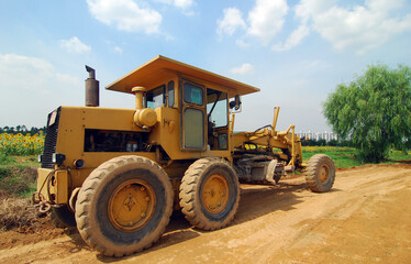Bulldozer clearing the ground