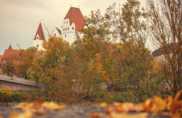 Naklejka premium Autumn sunset view of the castle in Ingolstadt