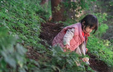 Naklejka premium The girl in the forest