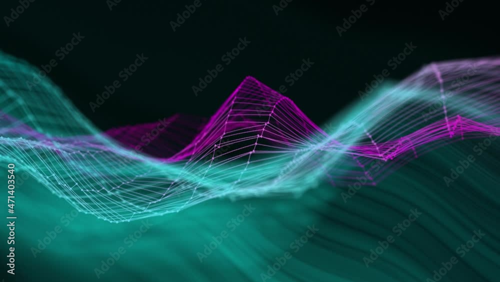 Wall mural blue blockchain technology seamless loop 4k. global communication network. future technology busines