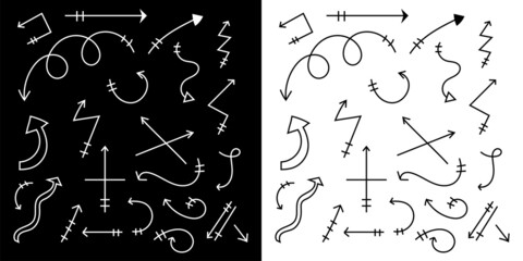 Set of Scribble arrow isolated on white background. black hand drawn arrows set icon