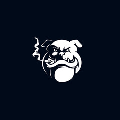 Bulldog mascot logo silhouette version. Dog logo in sport style, mascot logo illustration design vector