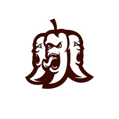 Chili mascot logo silhouette version. Chili logo in sport style, mascot logo illustration design vector