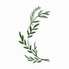 Fototapeta premium Illustration watercolor christmas wreath. green botanical branch