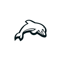 Fototapeta premium Dolphin mascot logo silhouette version