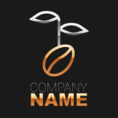 Line Coffee beans icon isolated on black background. Colorful outline concept. Vector