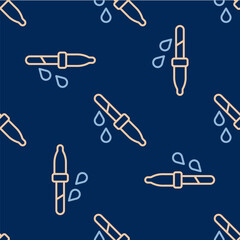 Line Pipette icon isolated seamless pattern on blue background. Element of medical, chemistry lab equipment. Medicine symbol. Vector
