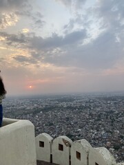 sunset over the pink city jaipur