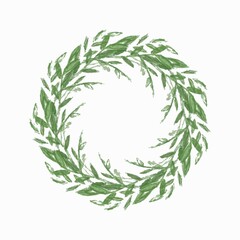 Illustration watercolor christmas wreath. green botanical branch
