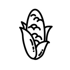 Corn flat outlined icon. Vector vegetable logo isolated on white background. Vegan food symbol, media glyph for web