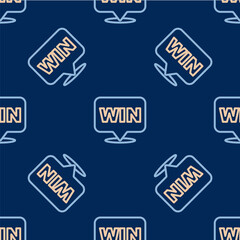 Line Medal icon isolated seamless pattern on blue background. Winner symbol. Vector