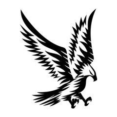 Illustration with bald eagle icon isolated on white background.