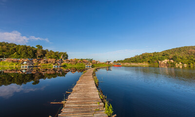 Fototapeta na wymiar Landscape of Tad Hai Reservoir, Phu Kao Phu Phan Kham National Park, Nong Bua Lamphu province,Thailand.