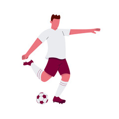 Fototapeta na wymiar Football player runs with ball isolated on white background. 