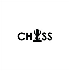 word chess logo vector template pawn