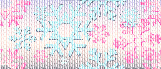 Winter knitted seamless pattern with snowflakes. Vector Seamless Knitting Background