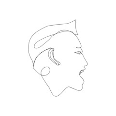 face screaming one line drawing. Minimalist style portrait