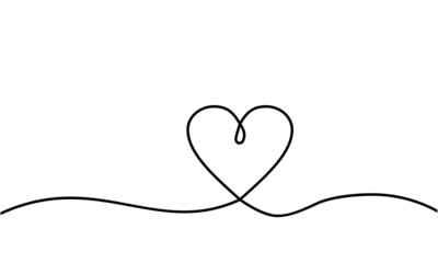 One continuous line drawing of love sign with heart minimalistic designd