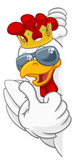 Cool King Chicken Rooster Cockerel Bird Cartoon