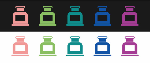 Set Inkwell icon isolated on black and white background. Vector