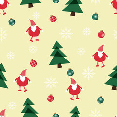 Seamless Christmas pattern with Christmas decoration and snowflakes, paper wrap gif Christmas.