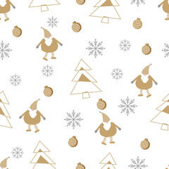 Fototapeta premium Seamless Christmas pattern with Christmas decoration and snowflakes, paper wrap gif Christmas.