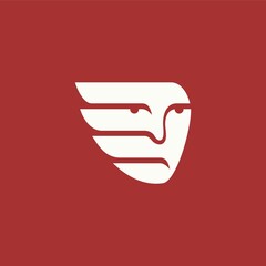 simple face and wings logo. vector illustration for business logo or icon