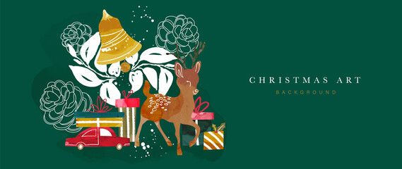 Winter background vector. Hand painted watercolor drawing for Christmas  and Happy New Year season. Background design for invitation, cards, social post, ad, cover, sale banner and invitation.