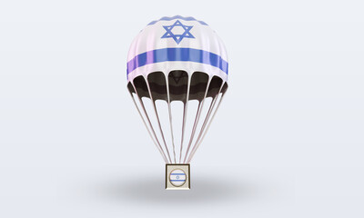 3d parachute Israel flag rendering front view