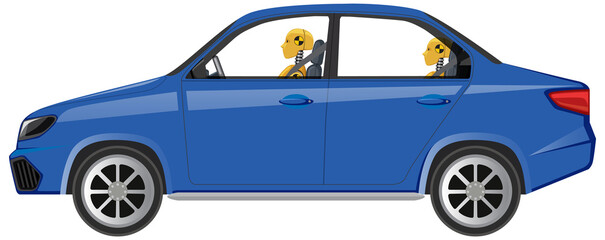 Blue sedan car isolated on white background