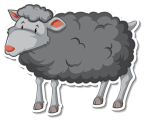 Black sheep farm animal cartoon sticker