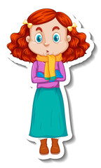 Cute girl in winter outfit cartoon character