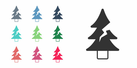 Obraz premium Black Tree icon isolated on white background. Forest symbol. Set icons colorful. Vector