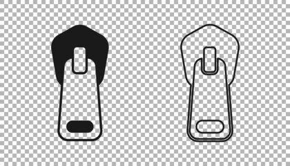 Black Zipper icon isolated on transparent background. Vector