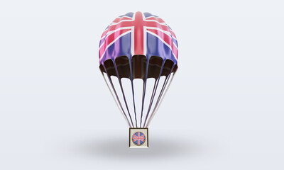 3d parachute United Kingdom flag rendering front view