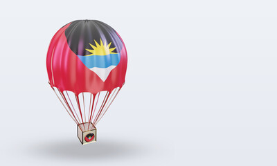 3d parachute Antigua and Barbuda flag rendering left view