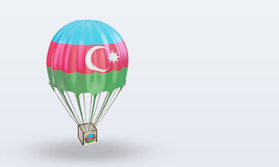 3d parachute Azerbaijan flag rendering left view