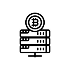 Bitcoin, database outline icons. Vector illustration. Editable stroke. Isolated icon suitable for web, infographics, interface and apps.