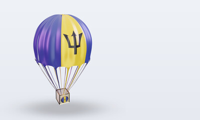 3d parachute Barbados flag rendering left view