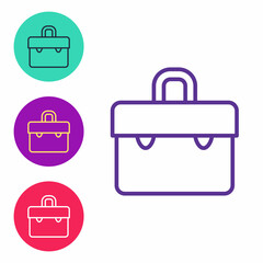 Set line Briefcase icon isolated on white background. Business case sign. Business portfolio. Set icons colorful. Vector