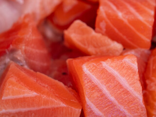 Fillet of red fish, cut into pieces.
