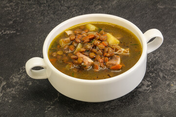 Lentil soup with chicken and vegetables