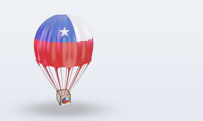 3d parachute Chile flag rendering left view