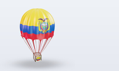 3d parachute Ecuador flag rendering left view