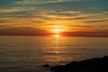 beautiful sunset on the sea. he evening sky. 