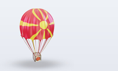 Fototapeta premium 3d parachute North Macedonia flag rendering left view